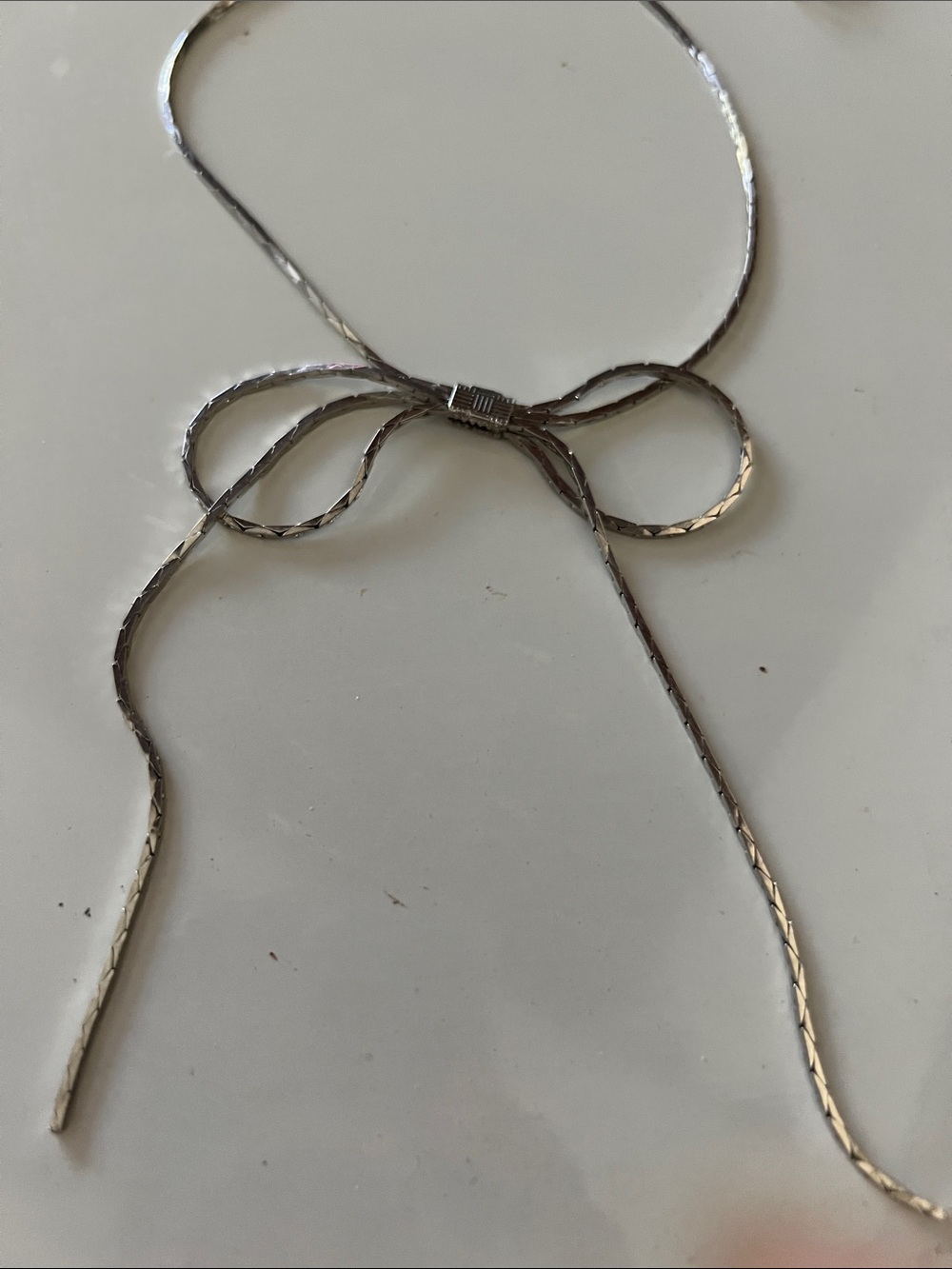 Delicate Silver Bow Necklace Pendant